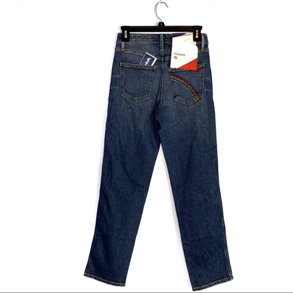 SUNDRY High Waist Rainbow Pocket Cropped Jeans - Picture 4 of 13